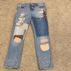 Women’s Blank NYC floral patch distressed straight leg jeans